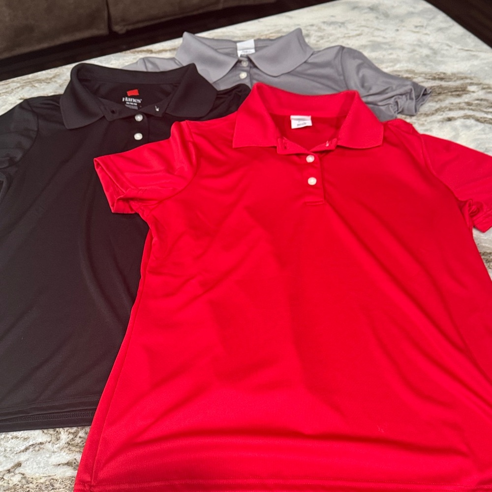 Red, Black, and Gray Polo Shirts